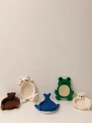 Sevimli hayvan figürlü örgü bardak altlıkları seti