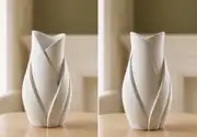 Yaprak formlu vazo, beyaz ve bej iki görünüm