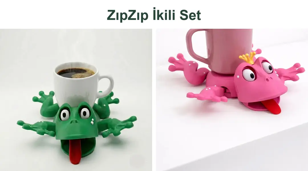 ZıpZıp İkili Set - Yeşil ve Pembe Hareketli Bardak Tutucu