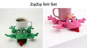 ZıpZıp ikili set: yeşil ve pembe hareketli bardak tutucu