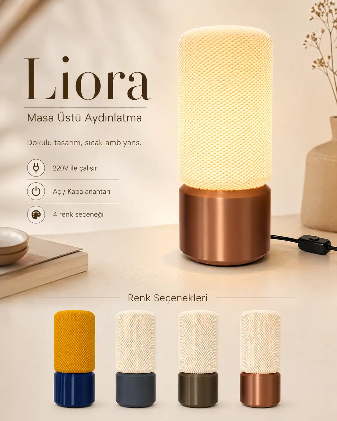 Liora masa üstü lamba renk seçenekleri