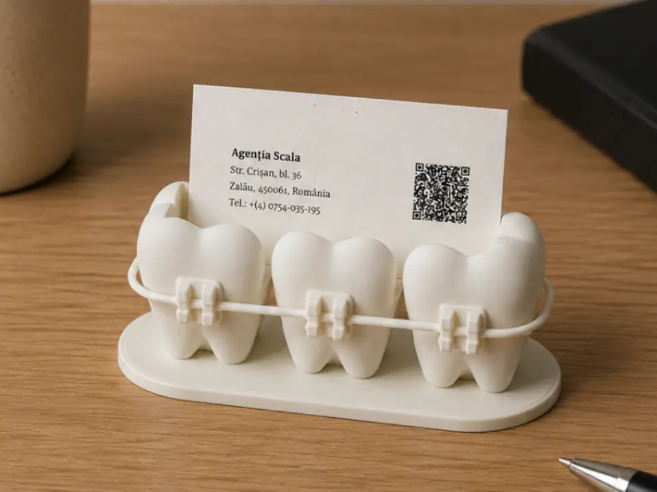Ortodontist kartvizitlik, dişler ve tel detaylı