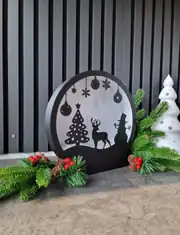 Yılbaşı LED gece lambası gündüz, çam dalı süslemeli