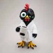 Bornozlu uykucu horoz figürü, kupa tutarken