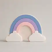 Pastel gökkuşağı kalemlik, bulut detaylı