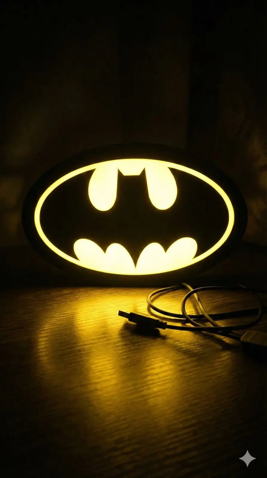 Batman LED gece lambası loş ortamda sıcak ışık