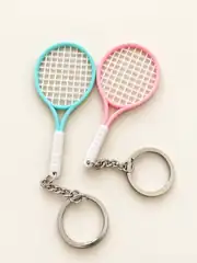Mavi ve pembe tenis raketi anahtarlık seti