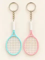Mavi ve pembe tenis raketi anahtarlık 2'li set