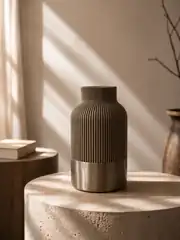 Modern çizgili dekoratif vazo, boş görünüm