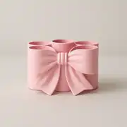 Pembe fiyonklu makyaj fırçalığı, iki yönlü kurdele