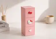 Dikey kullanılan pembe 3 çekmeceli organizer