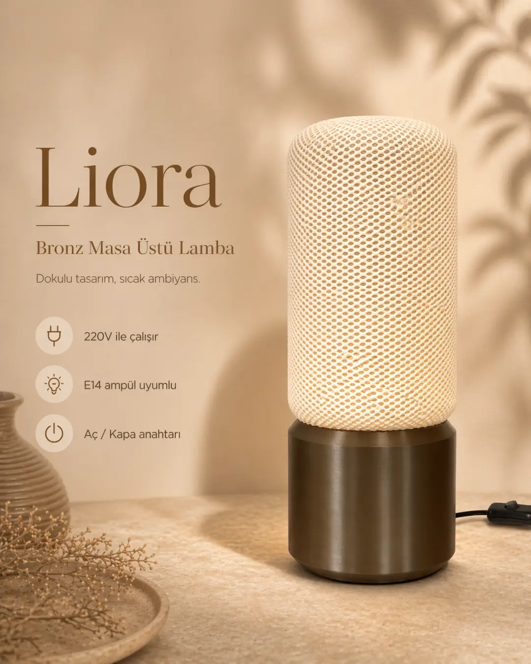 Liora Dokulu Masa Üstü Lamba