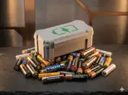 Rugged pil kutusu dağınık piller arasında