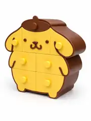 Sarı puding köpek figürlü çekmeceli kutu, yandan