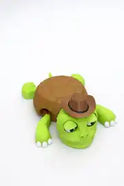 Kovboy şapkalı kaplumbağa bardak altlığı, yeşil