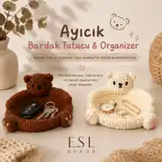 Ayıcık bardak tutucu ve organizer; anahtar ve takı saklama kullanımı