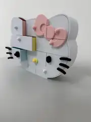 Kedi figürlü çekmeceli organizer, sarı burun detaylı