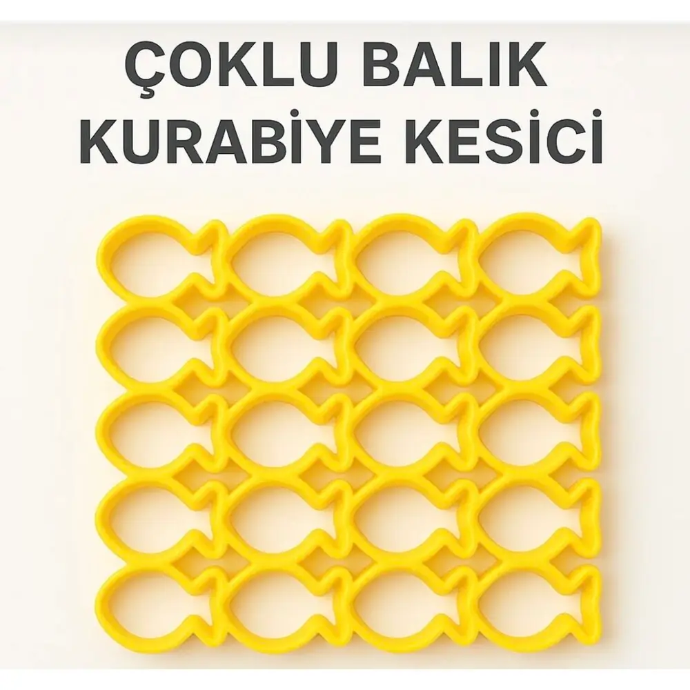 Çoklu balık kurabiye kesicisi, sarı biyoplastik kalıp