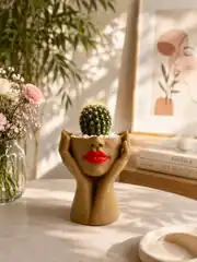 Yüz saksıda kaktüs, çiçekli masa dekoru